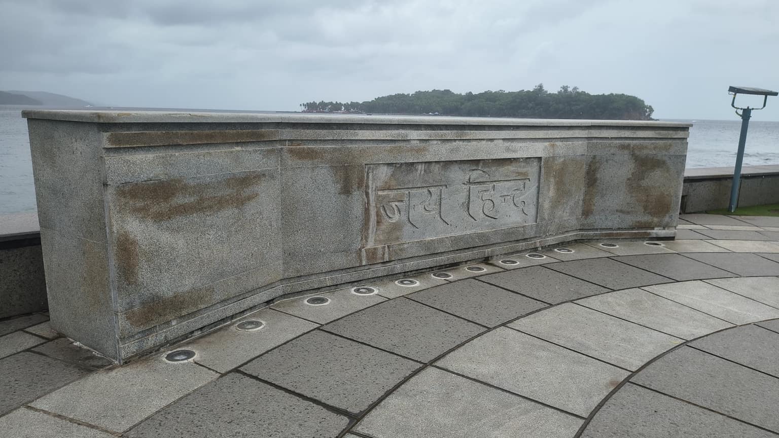 Jai Hind memorial at Flag Point on the Port Blair waterfront — the arrival gateway to the Andaman Islands